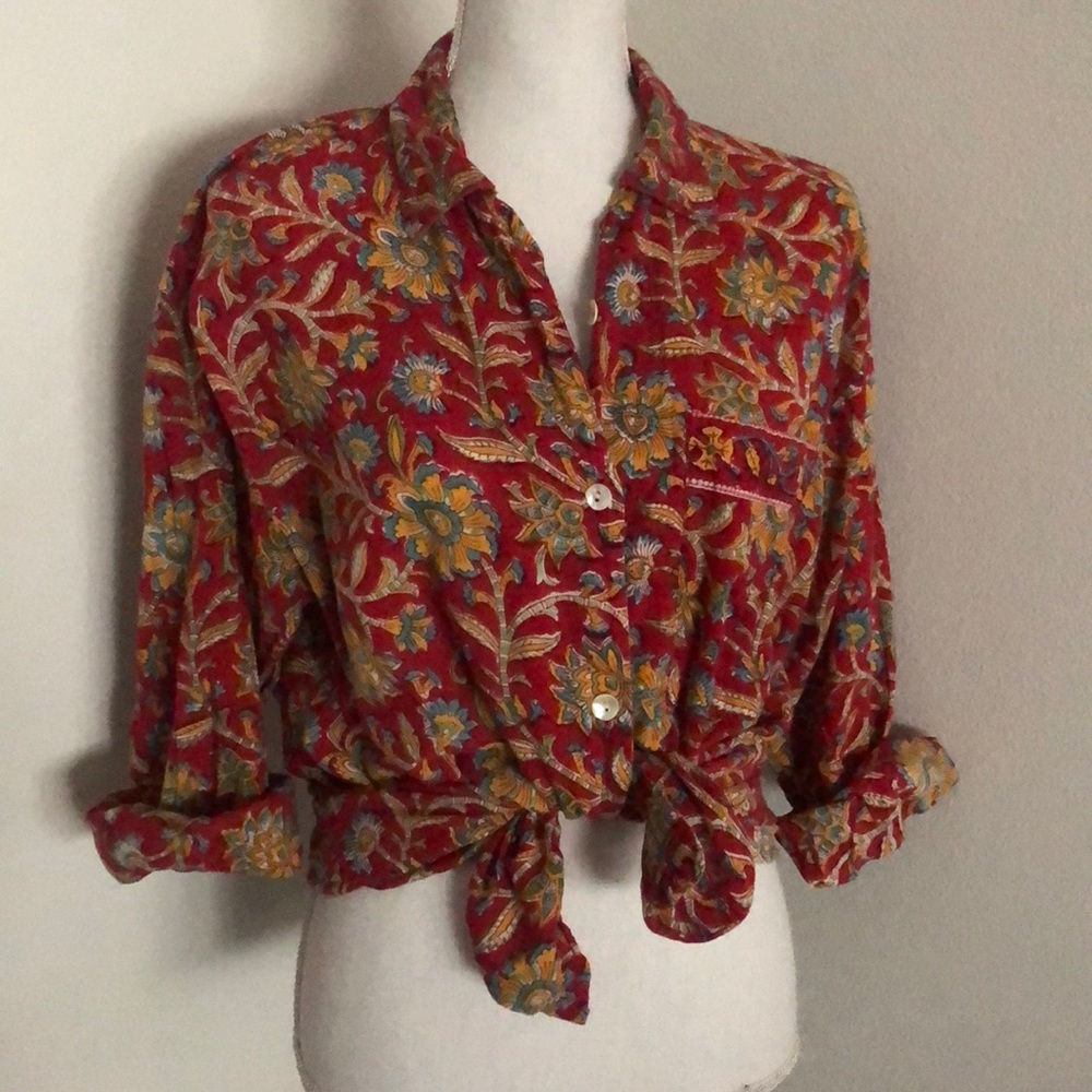 Red and gold vintage top